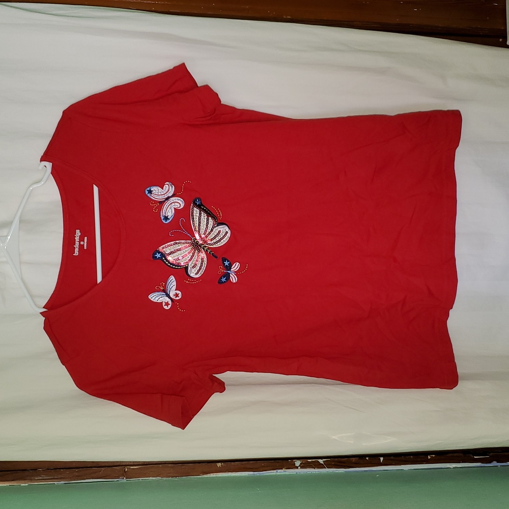 Vintage Y2k Sparkly Sequin Patriotic Butterflies T Shirt